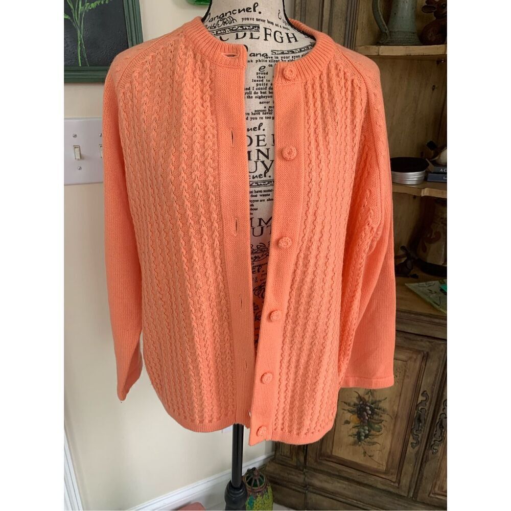 Vintage Sherbet Orange Cardigan 1980s